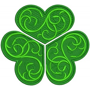 Ornate Vines Shemrock St. Patrick's Day Filled Machine Embroidery Design Digitized Pattern